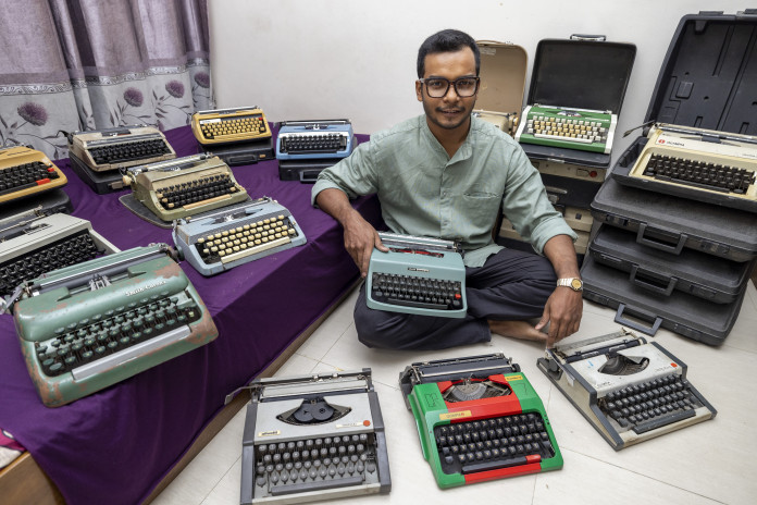 The first one was a gift. Collecting typewriters became his passion after  that