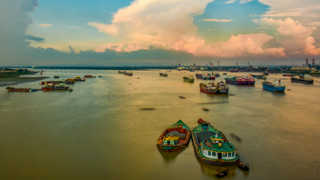 Ships anchored on the port channel in Patenga sea beach. Photo: Aneek Chanda