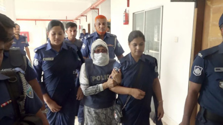 Former MP Umme Fatema Nazma Begum Sheuly Azad was produced in court on Monday (October 7). Photo: UNB