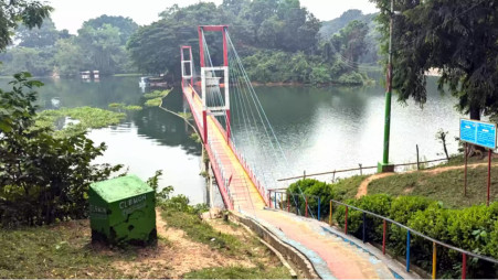 Iconic suspension bridge over Kaptai Lake in Rangamati. Photo: collected