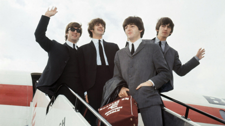 The Beatles left London airport in 1964. From left: John Lennon, Ringo Starr, Paul McCartney and George Harrison. Photo: Collected