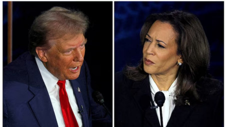 Republican presidential candidate, former US President Donald Trump and Democratic presidential candidate US Vice President Kamala Harris participate in the presidential debate hosted by ABC in Philadelphia, Pennsylvania, US on September 10, 2024 in a combination of file photos. Photo: REUTERS/Brian Snyder/File Photo