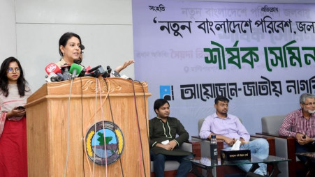 Councilor Syeda Rizwana Hasan speaking at a seminar on 7 November. Photo: BSS