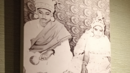 The wedding photograph of Ranjit Dey and his wife Rina Rani Dey, the eldest son and daughter-in-law of the iconic Madhusudan Dey, the beloved “Madhu Da” of DU’s Madhu’s Canteen, who were killed on 26 March by the Pakistani Army. Photo: Liberation War Museum

