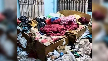 Inside the room of a Mirpur-11 flat where the decomposed body of a 75-year-old woman was recovered. Photo: Collected 