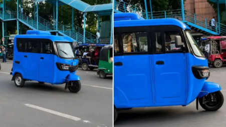 Screengrab of the blue air-conditioned autorickshaw spotted in Gurgaon. Photo: Dipanshi/Instagram