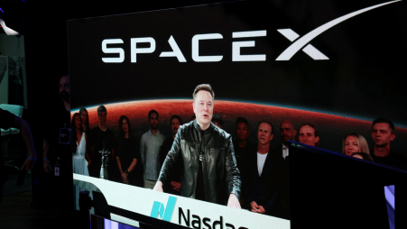 Founder, CEO, Chairman, and Chief Engineer of SpaceX, Elon Musk, speaks via videolink on the day of SpaceX's initial public offering (IPO) at the Nasdaq MarketSite in New York City, US, 12 June 2026. Photo: Reuters