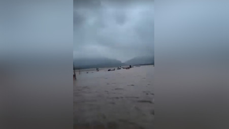 A screengrab shows floodwater submerging the Sada Pathar tourist spot in Sylhet’s Companiganj upazila. Screengrab: Collected