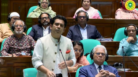 Bangladesh Jatiya Party (BJP) lawmaker Andaleeve Rahman today (27 June) addressed the parliament. Photo: Screengrab