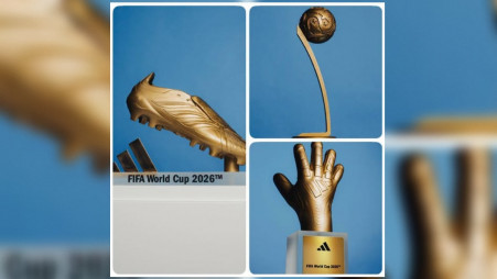 World cup golden boot, golden ball and golden gloves. Photo: Collected