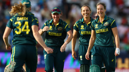 ICC Women's T20 World Cup 2026 - Final - England v Australia - Lord's Cricket Ground, London, Britain - July 5, 2026 Australia's Ashleigh Gardner, Ellyse Perry, Beth Mooney and Kim Gart. Photo: Reuters