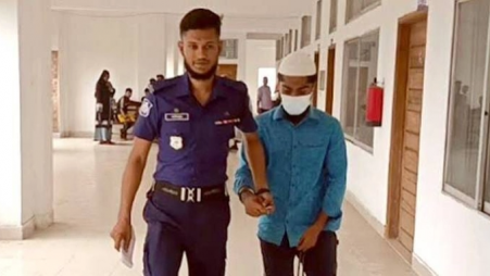 Police escort convict Shahadat, 26 from the court on 6 July 2026. Photo: Collected