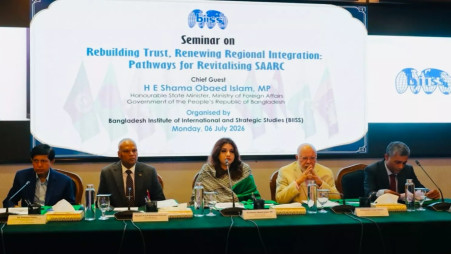 State Minister for Foreign Affairs Shama Obaed Islam speaks at a seminar as the chief guest, 6 July 2026. Photo: Courtesy