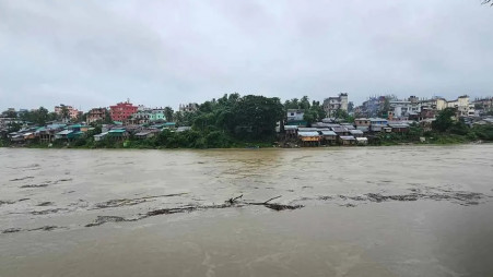 The water levels of the three rivers have risen above the danger mark. Photo: UNB