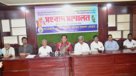 The Greater Suabil Union Rights Protection Forum holds a press conference at the Chattogram Press Club on 11 July 2026. Photo: Courtesy