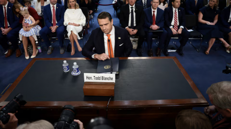 Acting US Attorney General Todd Blanche takes his seat to testify before a Senate Judiciary Committee confirmation hearing on his nomination to be attorney general, on Capitol Hill in Washington, DC, US, 15 July , 2026. Photo: REUTERS