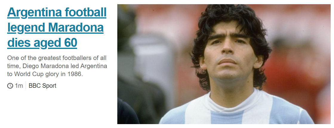 Diego Maradona: Argentina legend dies aged 60 - BBC News 