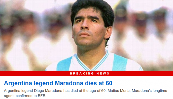 Diego Maradona: Argentina legend dies aged 60 - BBC News 