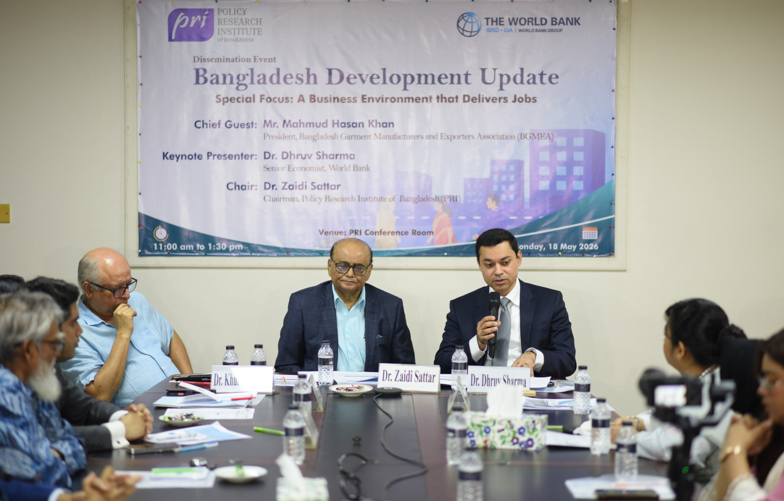 A dissemination event titled "Bangladesh Development Update: Special Focus – A Business Environment that Delivers Jobs" was jointly organised by the Policy Research Institute of Bangladesh (PRI) and the World Bank in Dhaka on 18 May 2026. Photo: TBS