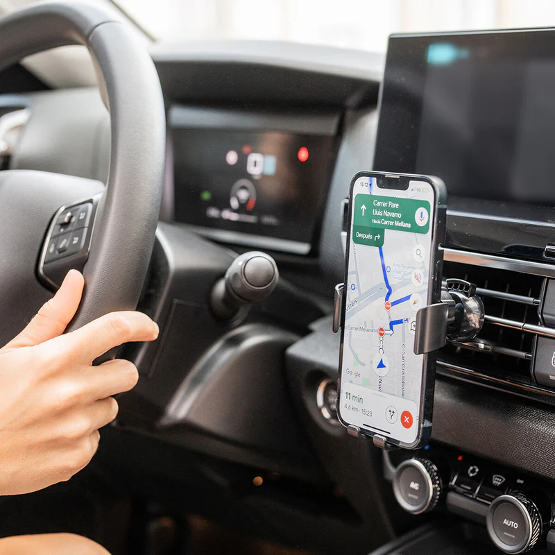 A sturdy phone mount keeps the screen within the driver’s field of view without becoming a distraction. PHOTO: Collected