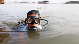 In his long career as a diver, Khair has gone underwater more times than he can count. Photo: Rehman Asad