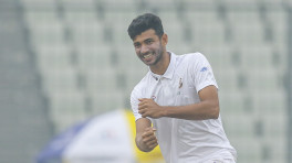 Nayeem Hasan celebrates a wicket against Zimbabwe. Photo: Salahuddin Ahmed/TBS 