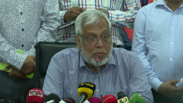 Road Transport and Bridges Advisor Muhammad Fouzul Kabir Khan speaks at a press conference in Shariatpur on 30 August. Photo: TBS