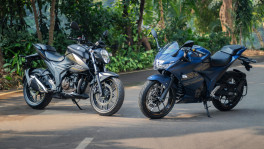 What sets the new Gixxers visually apart from the 150cc counterparts are the larger 300mm front disc brake, wider MRF Revz FC tyres, a new reverse LCD digital cluster and squared-off exhaust tips. PHOTO: Akif Hamid
