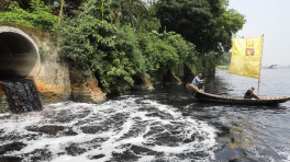 The blackened water of Buriganga offers little sign that this was once the lifeline of Dhaka. Photos: Mehedi Hasan


