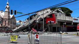 A road is blocked near the collapsed building after a magnitude 7.8 quake in General Santos, Philippines, June 8, 2026. Picture taken with a mobile phone. Photo: REUTERS/Edwin Espejo