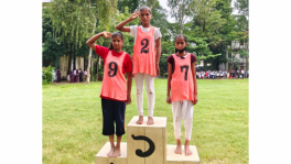 Zobaida standing on the first-place podium. Photo: TBS