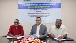 Somru BioScience (BD) Limited signed a strategic acquisition agreement with Novus Clinical Research Services Limited today (18 June). Photo: TBS