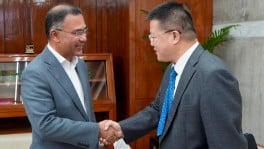 Prime Minister Tarique Rahman shakes hands with Chinese Ambassador to Bangladesh Yao Wen during a meeting at his office in Jatiya Sangsad Bhaban on 18 June 2026. Photo: PMO