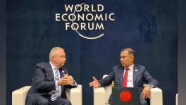 Prime Minister Tarique Rahman holds talks with World Economic Forum President and CEO Alois Zwinggi in Dalian, China, on 23 June 2026. Photo: Collected