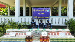 Smuggled foreign beer, liquor and cigarettes, worth an estimated Tk53.61 lakh, were seized during an anti-smuggling operation in Chattogram's Patenga. Photo: Collected