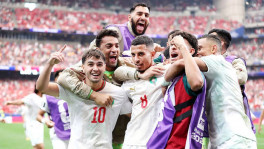 Morocco players celebrate after their second goal against Canada in Houston on 4 July 2026. Photo: Collected.