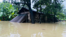Several houses in Cox's Bazar district seen went under floodwater triggered by relentless rainfall and upstream hill runoff. Photo: Collected