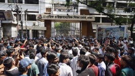 HSC candidates stage a protest and block the road in front of the Secondary and Higher Secondary Education Board on 14 July, demanding the resignation of the Education Minister. Photo: Rajib Dhar